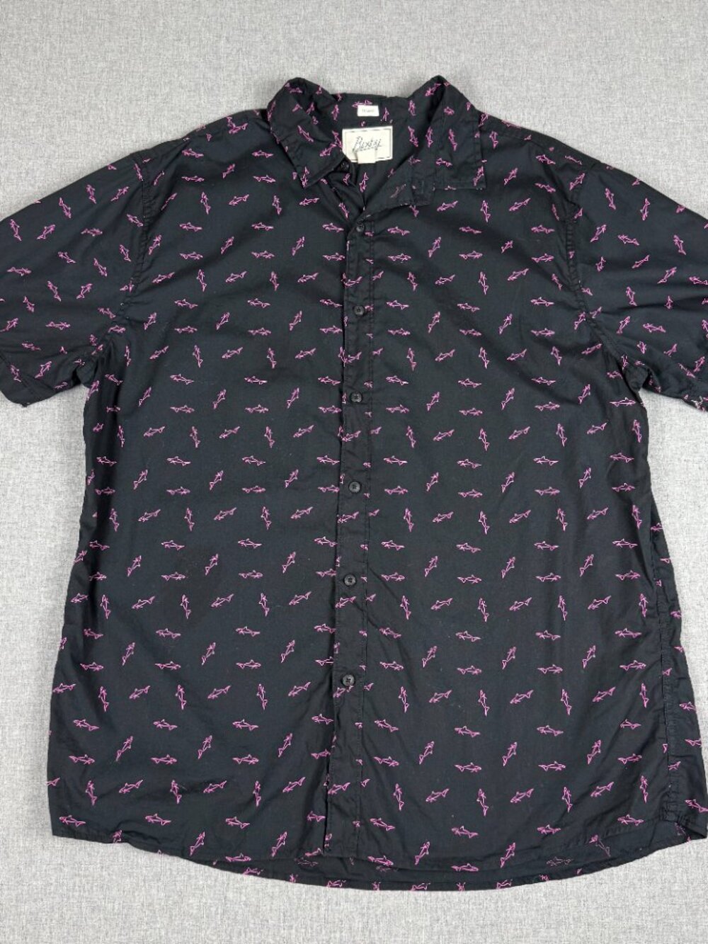 Bixby Nomad Black Pink Shark Print Cotton Button-Up Shirt XL